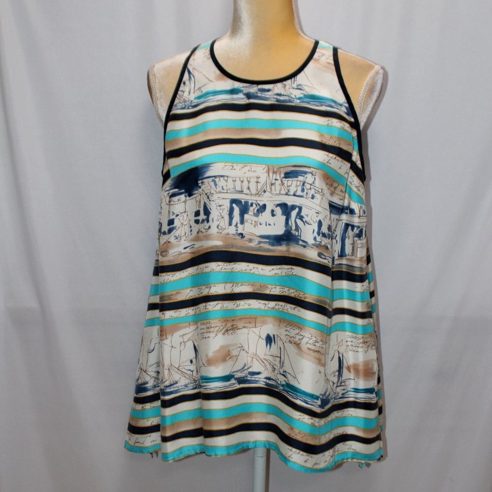 Worth of New York Scenic Stripe Silk Top